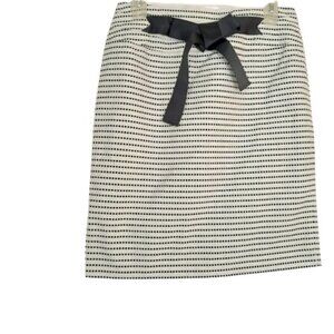 CASS Womens Coquette Bow Tie Pencil Skirt White Black Cotton Twill 4